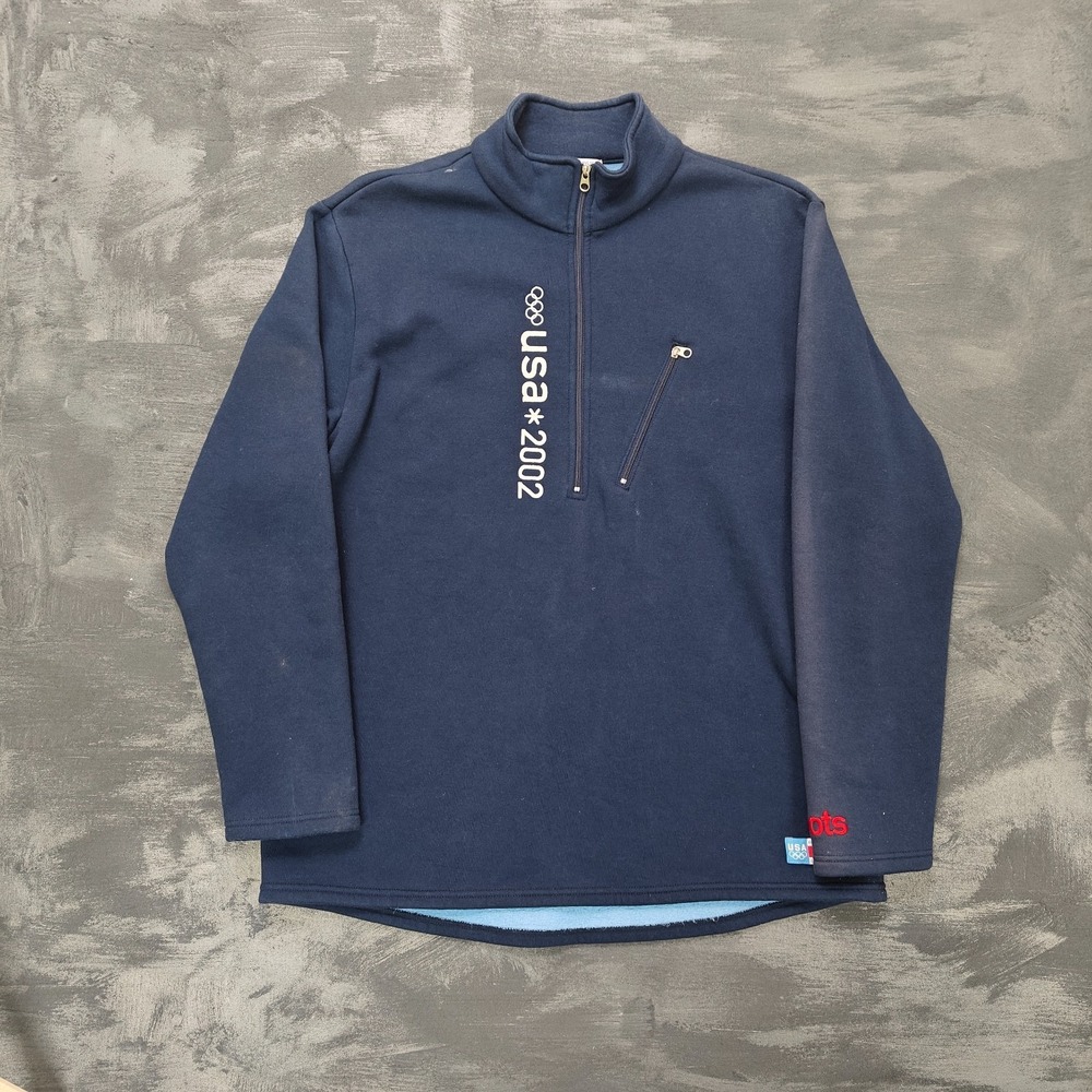 Vintage Roots Olympics USA sweatshirt men's XL Blue 2000s Y2K‎ sports 1/4 zip